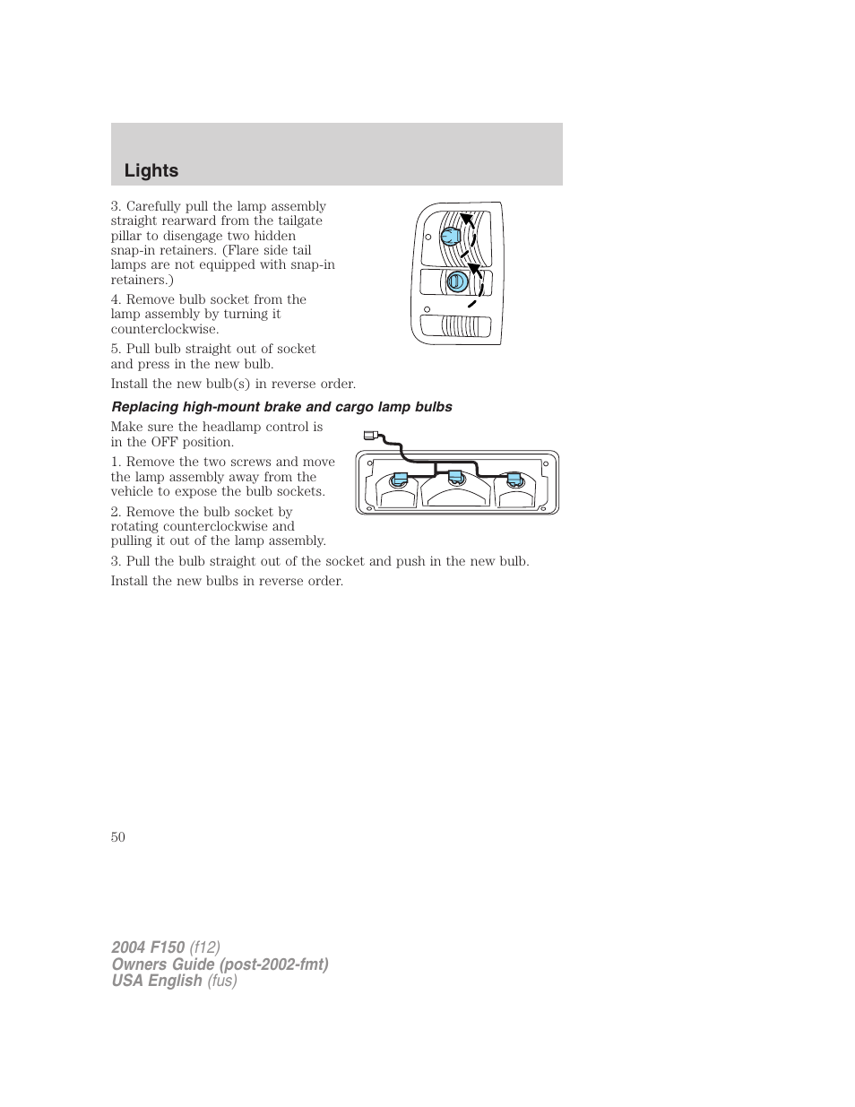 Lights | FORD 2004 F-150 v.2 User Manual | Page 50 / 296