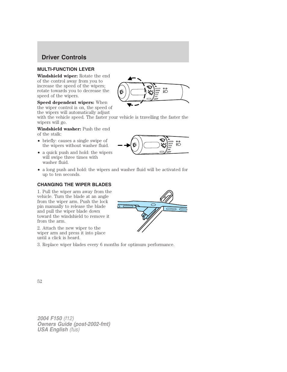 Driver controls | FORD 2004 F-150 v.2 User Manual | Page 52 / 296