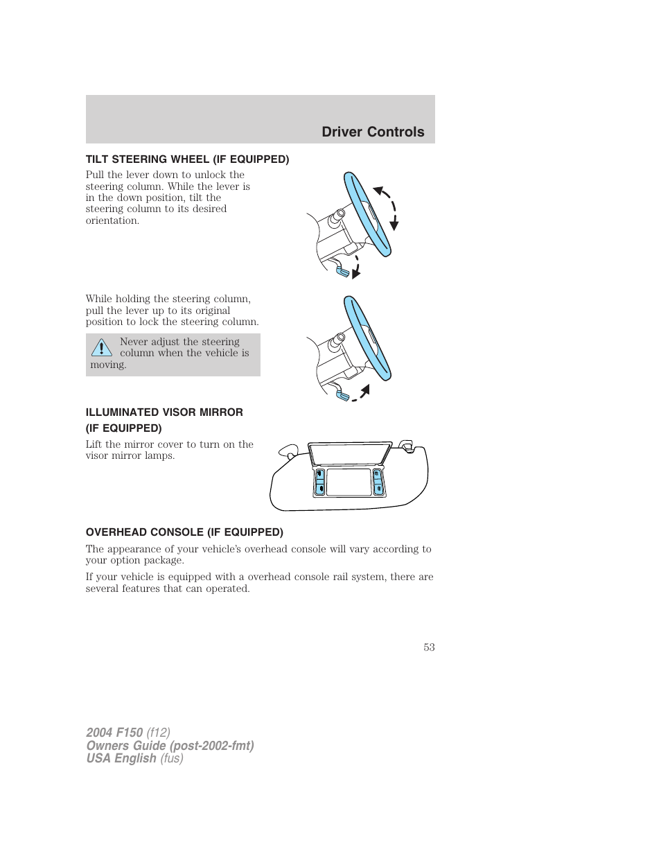 Driver controls | FORD 2004 F-150 v.2 User Manual | Page 53 / 296