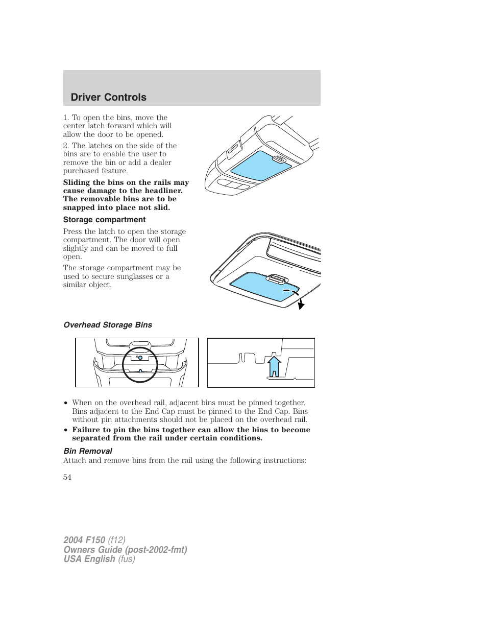 Driver controls | FORD 2004 F-150 v.2 User Manual | Page 54 / 296