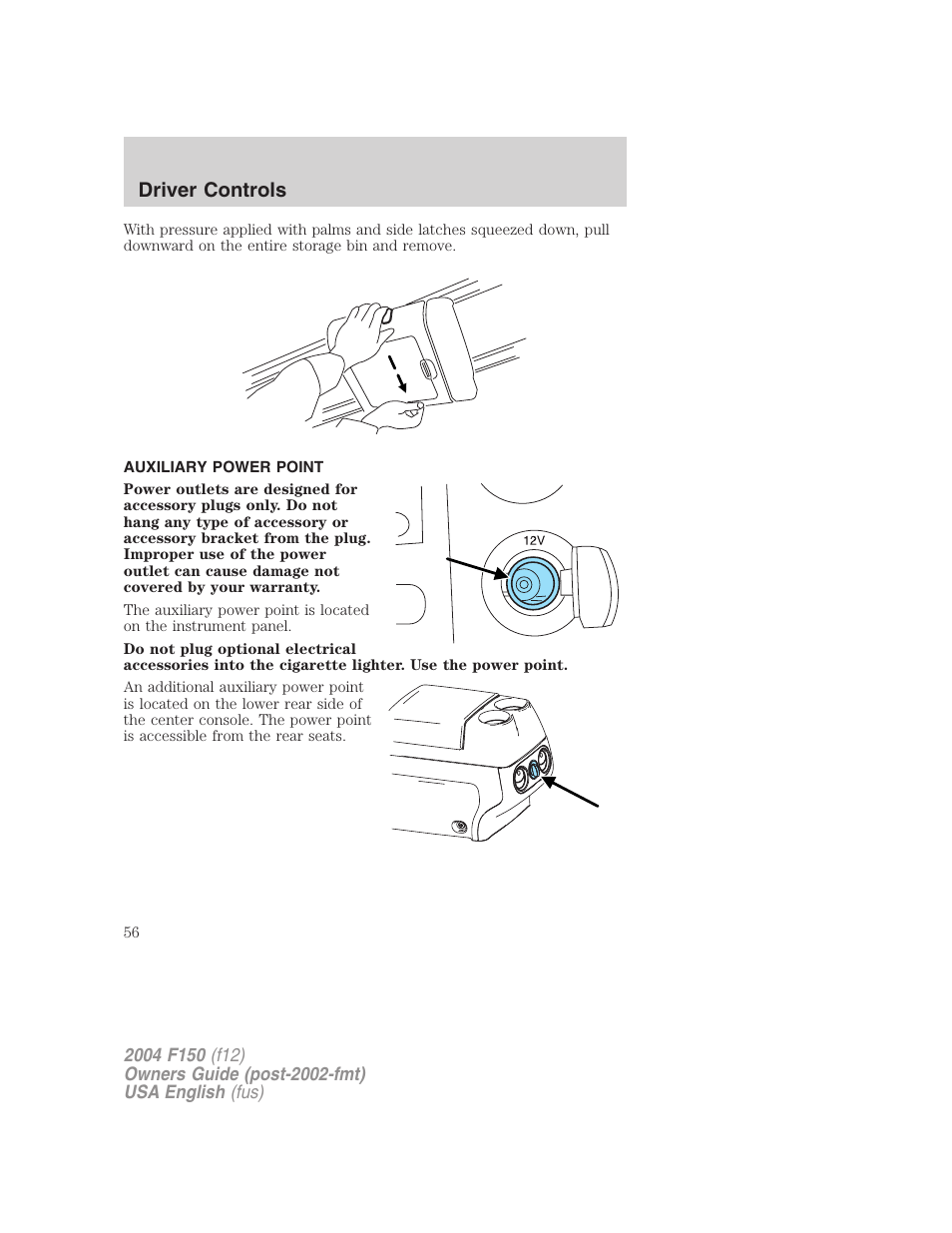 Driver controls | FORD 2004 F-150 v.2 User Manual | Page 56 / 296