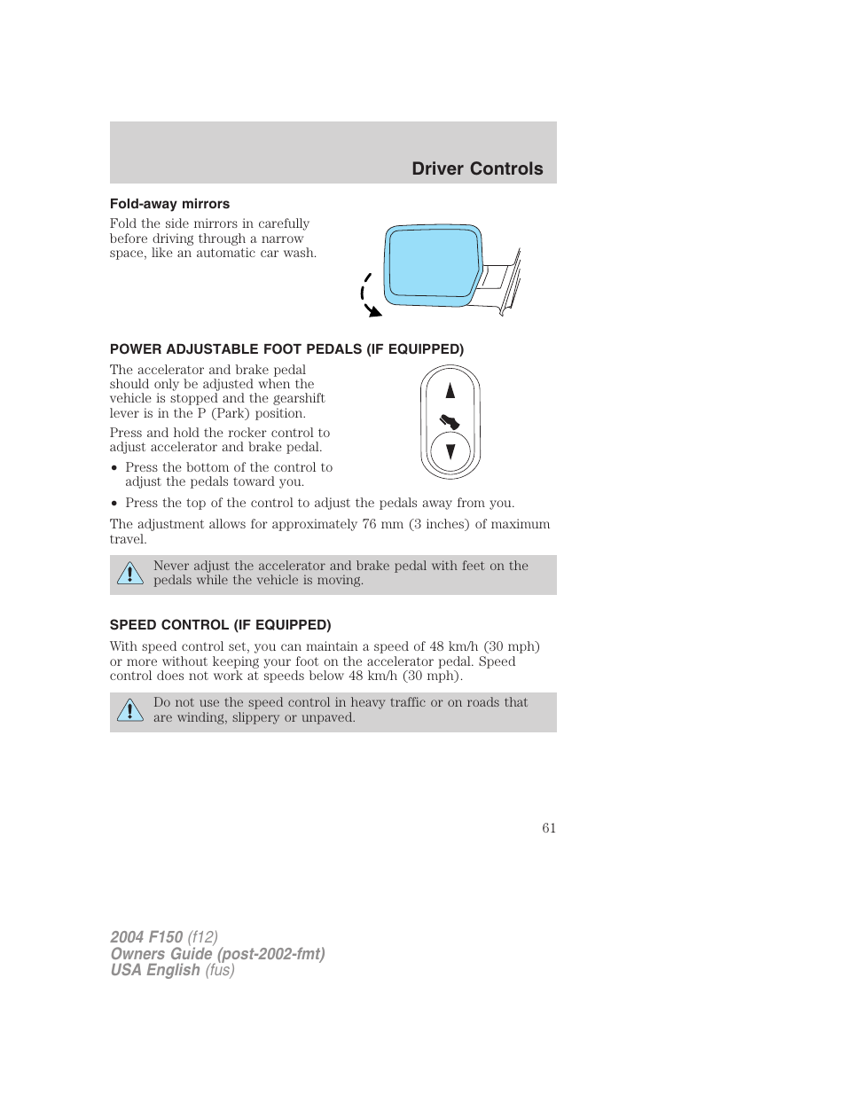 Driver controls | FORD 2004 F-150 v.2 User Manual | Page 61 / 296