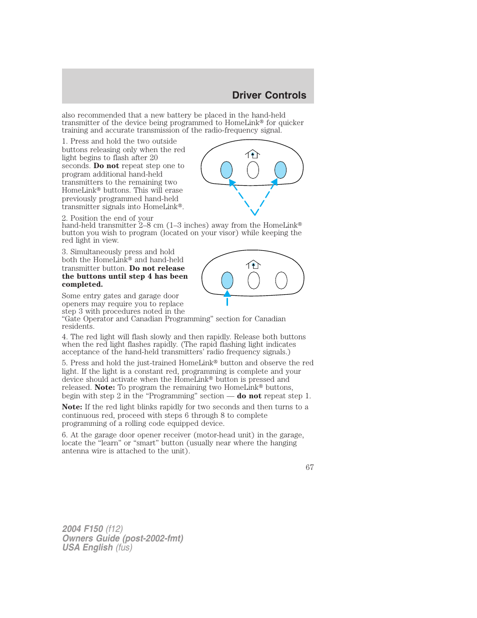 Driver controls | FORD 2004 F-150 v.2 User Manual | Page 67 / 296