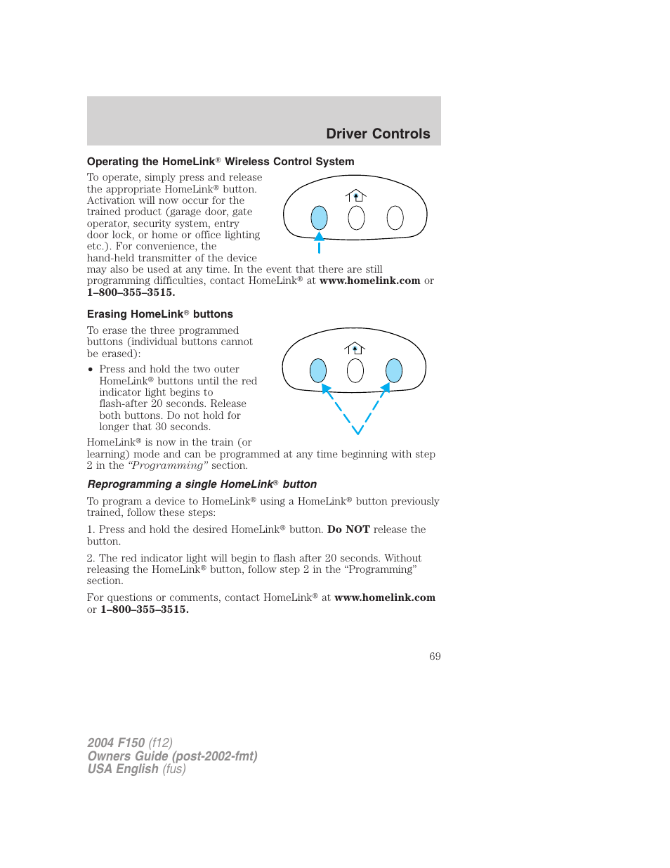 Driver controls | FORD 2004 F-150 v.2 User Manual | Page 69 / 296