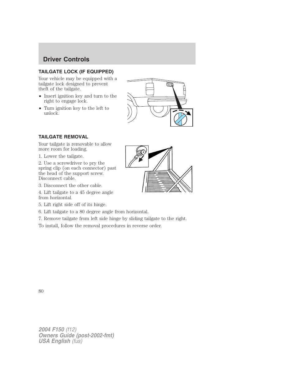 Driver controls | FORD 2004 F-150 v.2 User Manual | Page 80 / 296