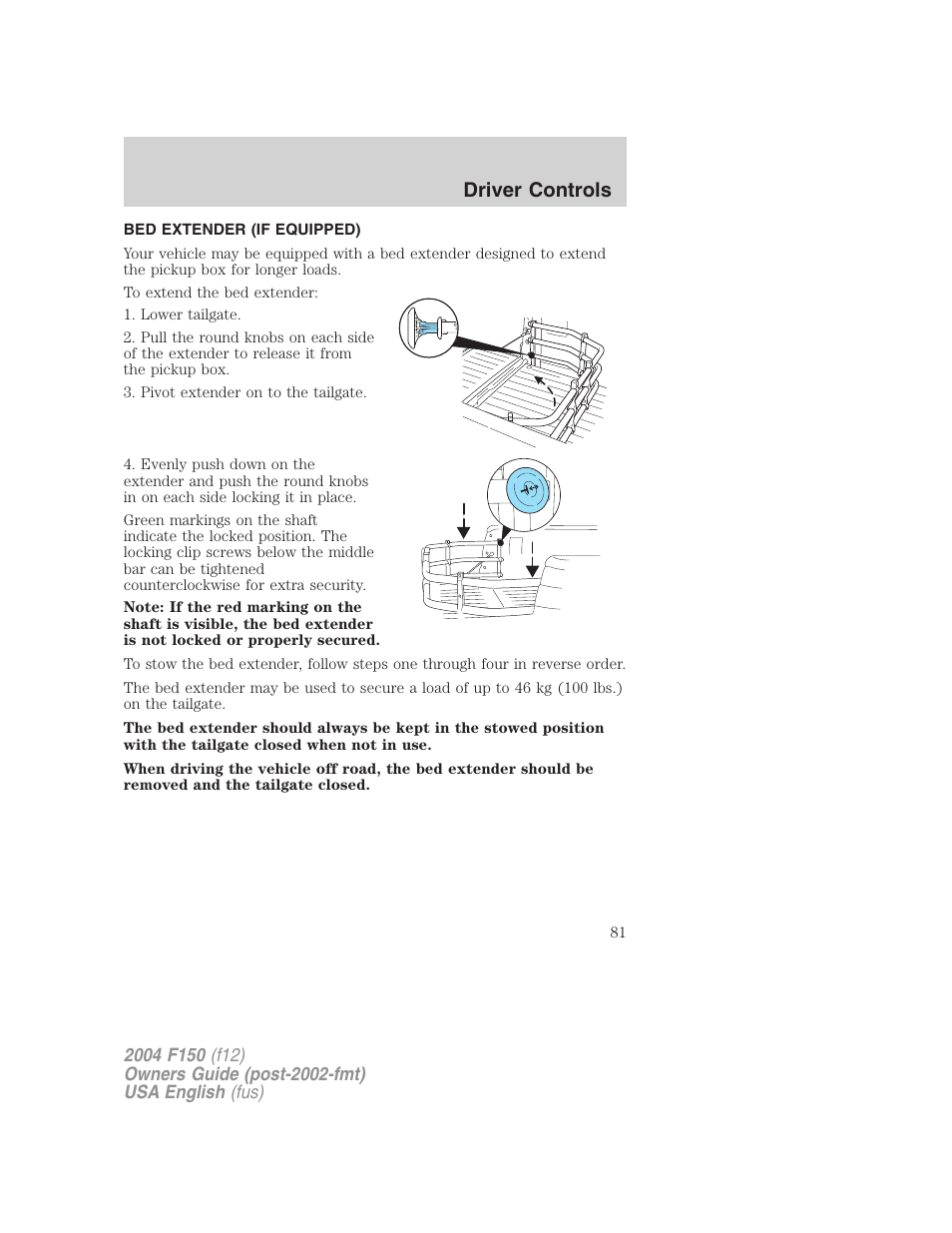 Driver controls | FORD 2004 F-150 v.2 User Manual | Page 81 / 296