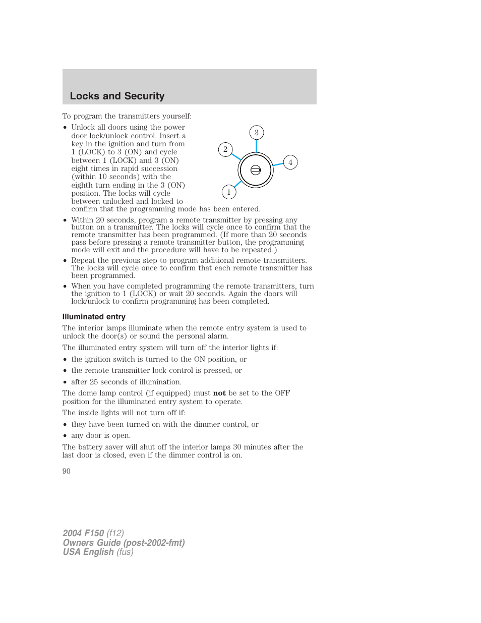 Locks and security | FORD 2004 F-150 v.2 User Manual | Page 90 / 296