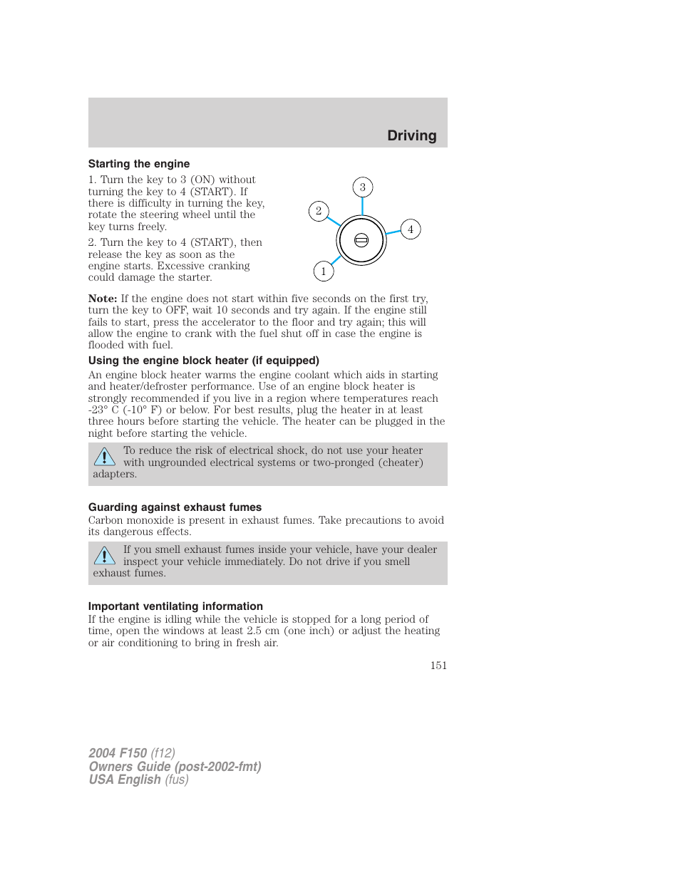 Driving | FORD 2004 F-150 v.3 User Manual | Page 151 / 304