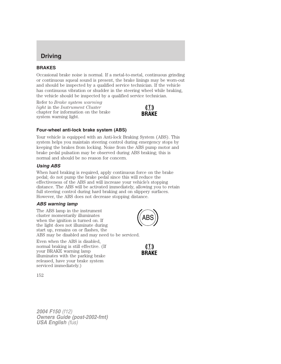 FORD 2004 F-150 v.3 User Manual | Page 152 / 304
