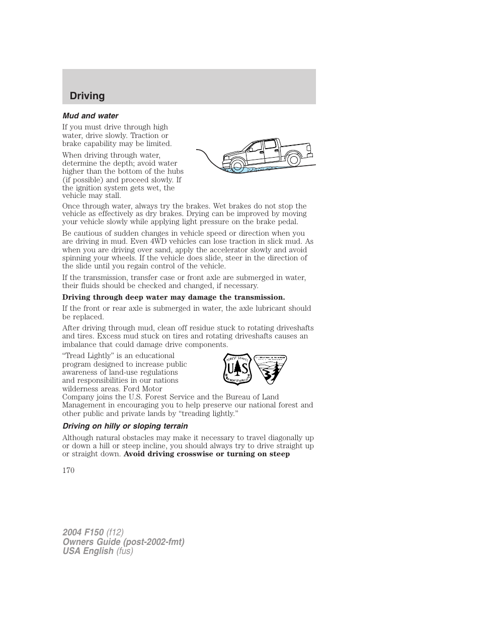 Driving | FORD 2004 F-150 v.3 User Manual | Page 170 / 304