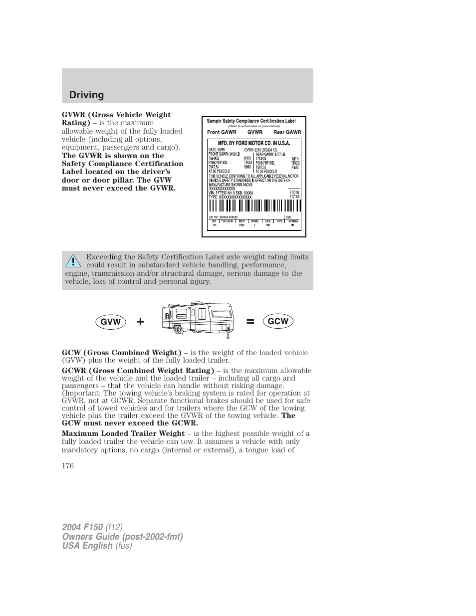 Driving | FORD 2004 F-150 v.3 User Manual | Page 176 / 304