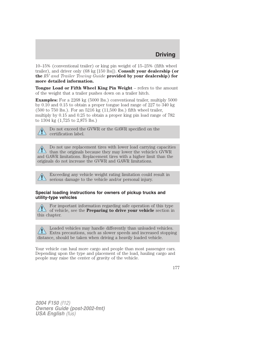 Driving | FORD 2004 F-150 v.3 User Manual | Page 177 / 304