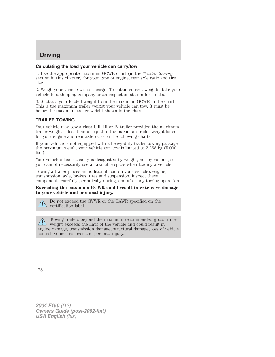 Driving | FORD 2004 F-150 v.3 User Manual | Page 178 / 304