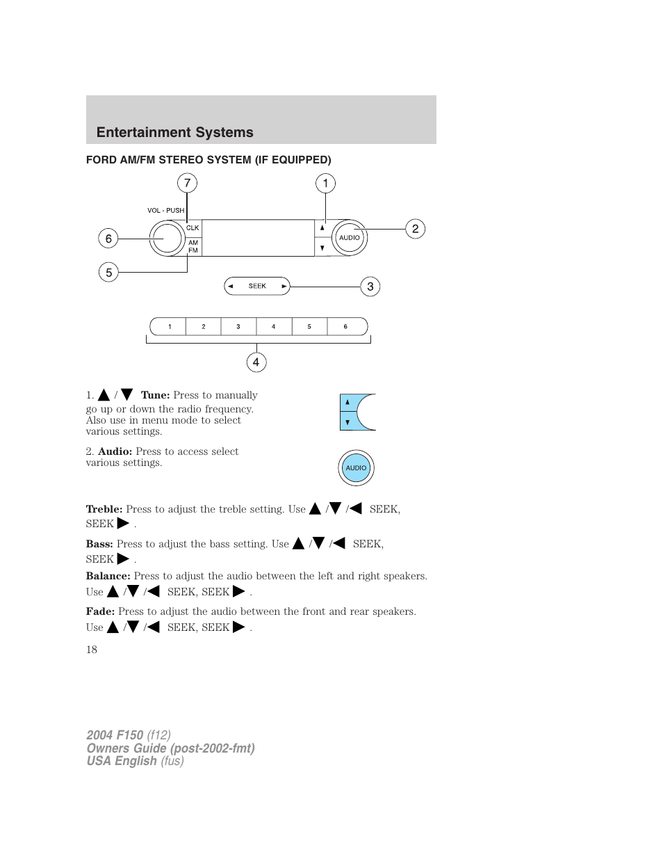Entertainment systems | FORD 2004 F-150 v.3 User Manual | Page 18 / 304