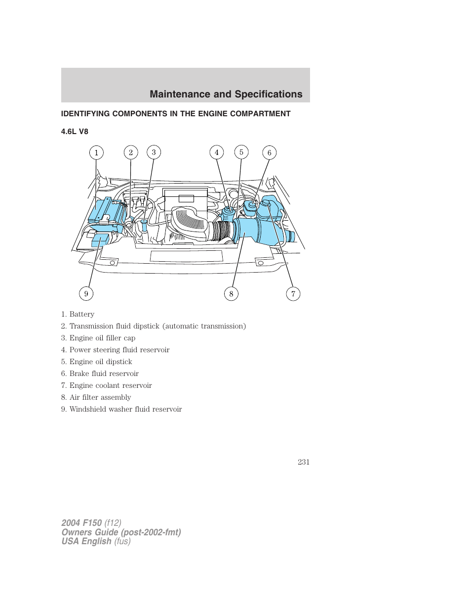 Maintenance and specifications | FORD 2004 F-150 v.3 User Manual | Page 231 / 304