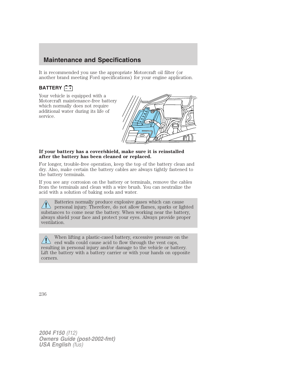 Maintenance and specifications | FORD 2004 F-150 v.3 User Manual | Page 236 / 304