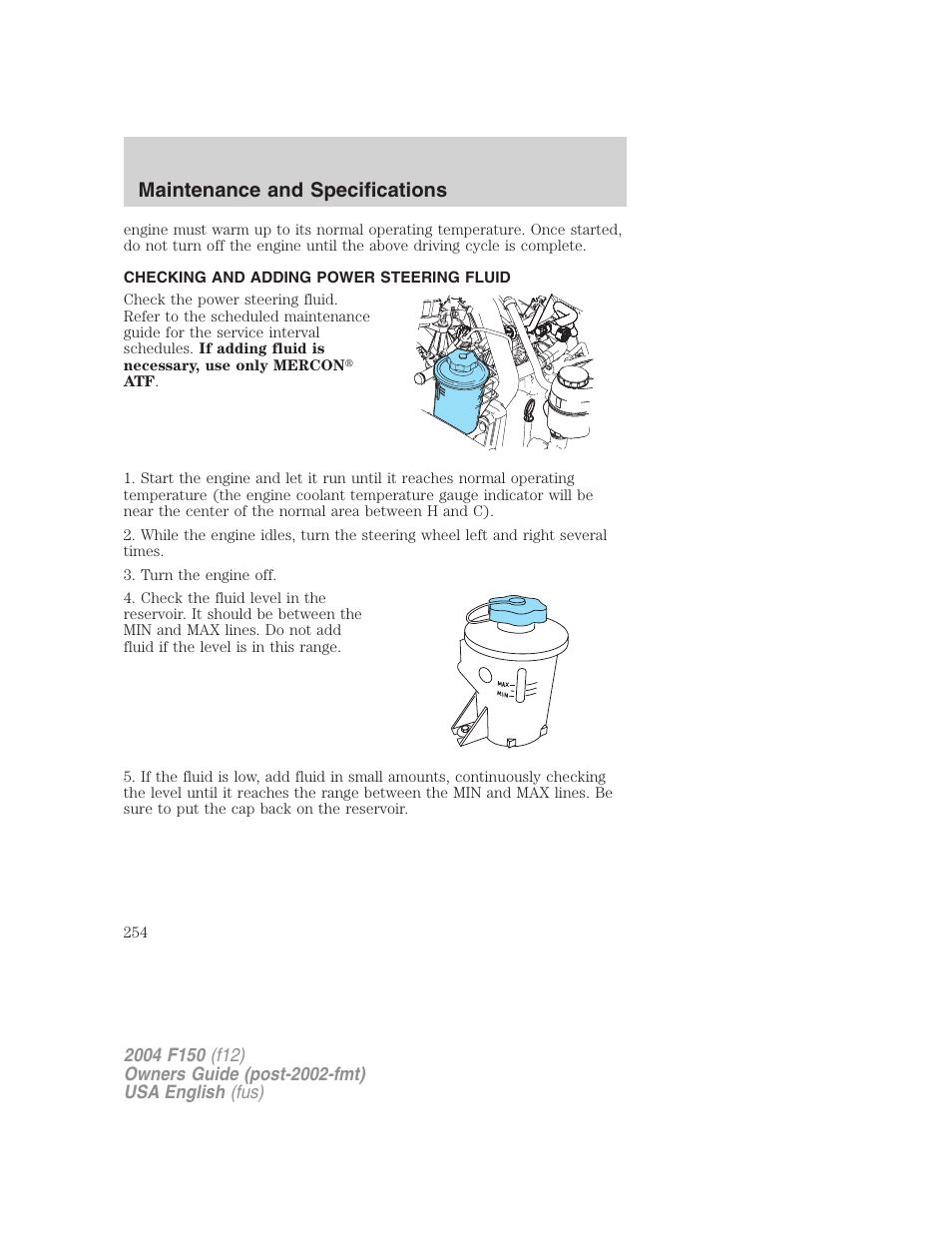 Maintenance and specifications | FORD 2004 F-150 v.3 User Manual | Page 254 / 304