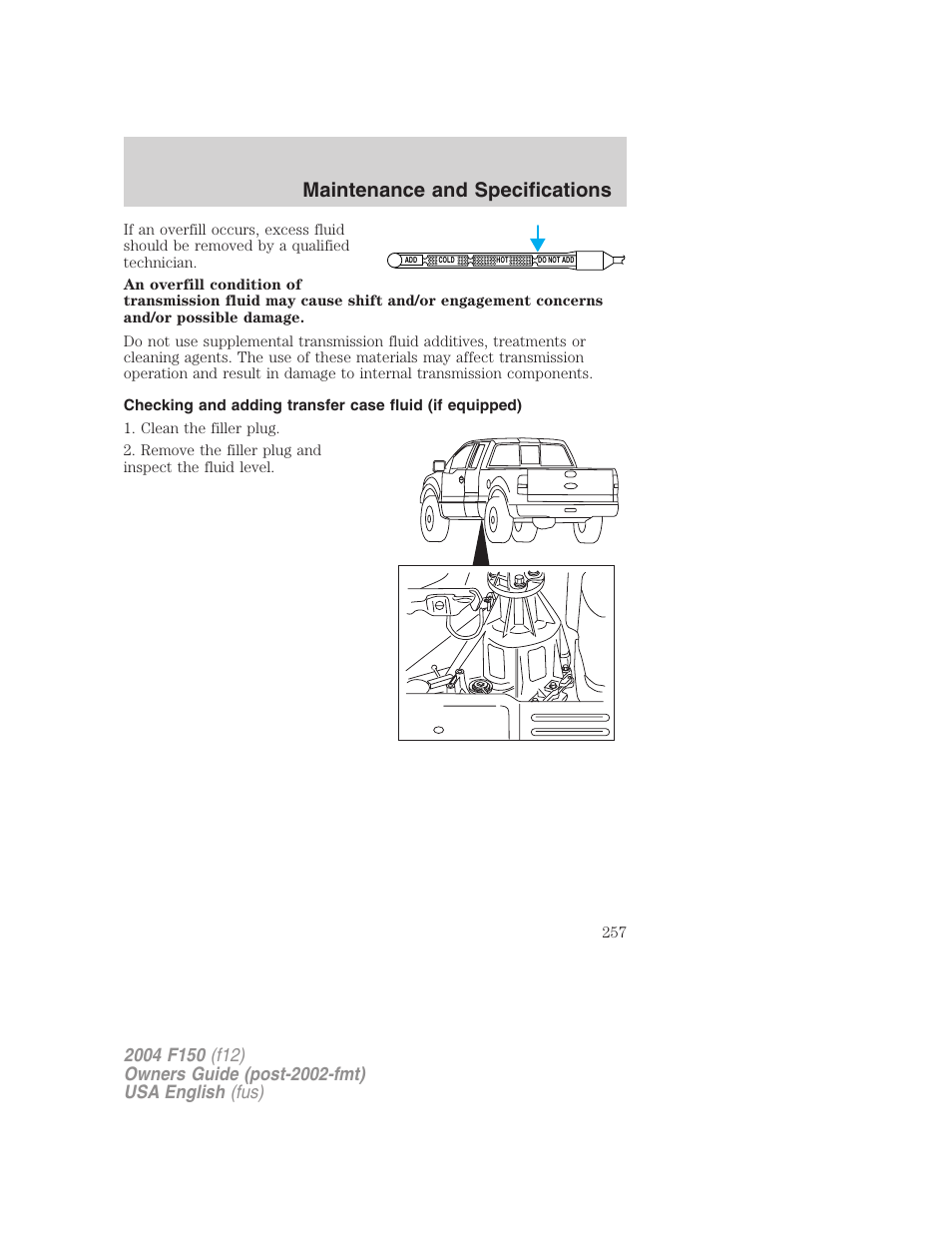 Maintenance and specifications | FORD 2004 F-150 v.3 User Manual | Page 257 / 304