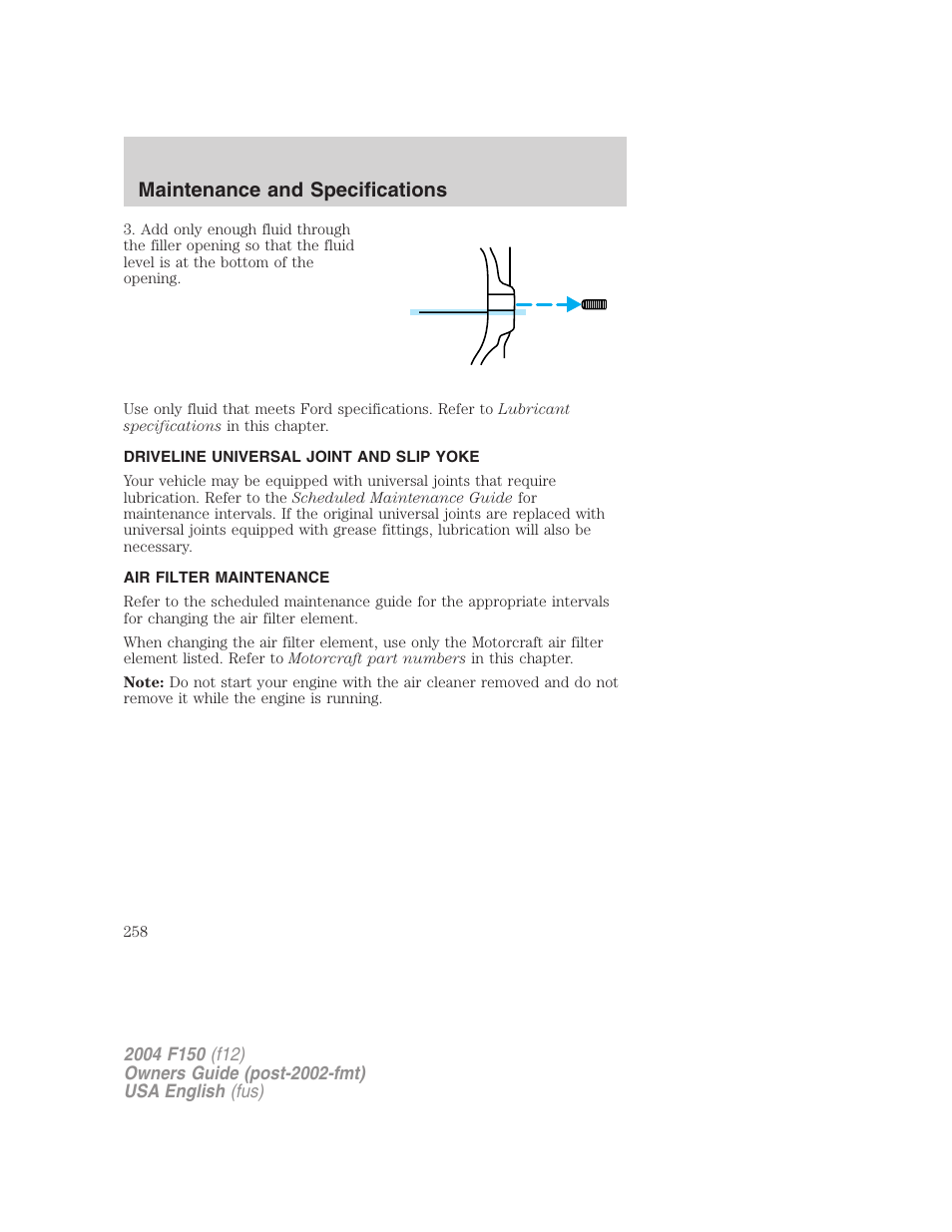 Maintenance and specifications | FORD 2004 F-150 v.3 User Manual | Page 258 / 304