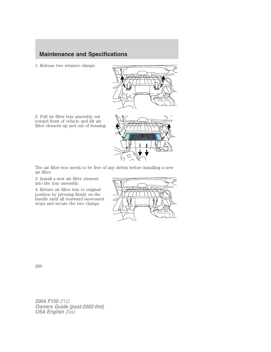 Maintenance and specifications | FORD 2004 F-150 v.3 User Manual | Page 260 / 304