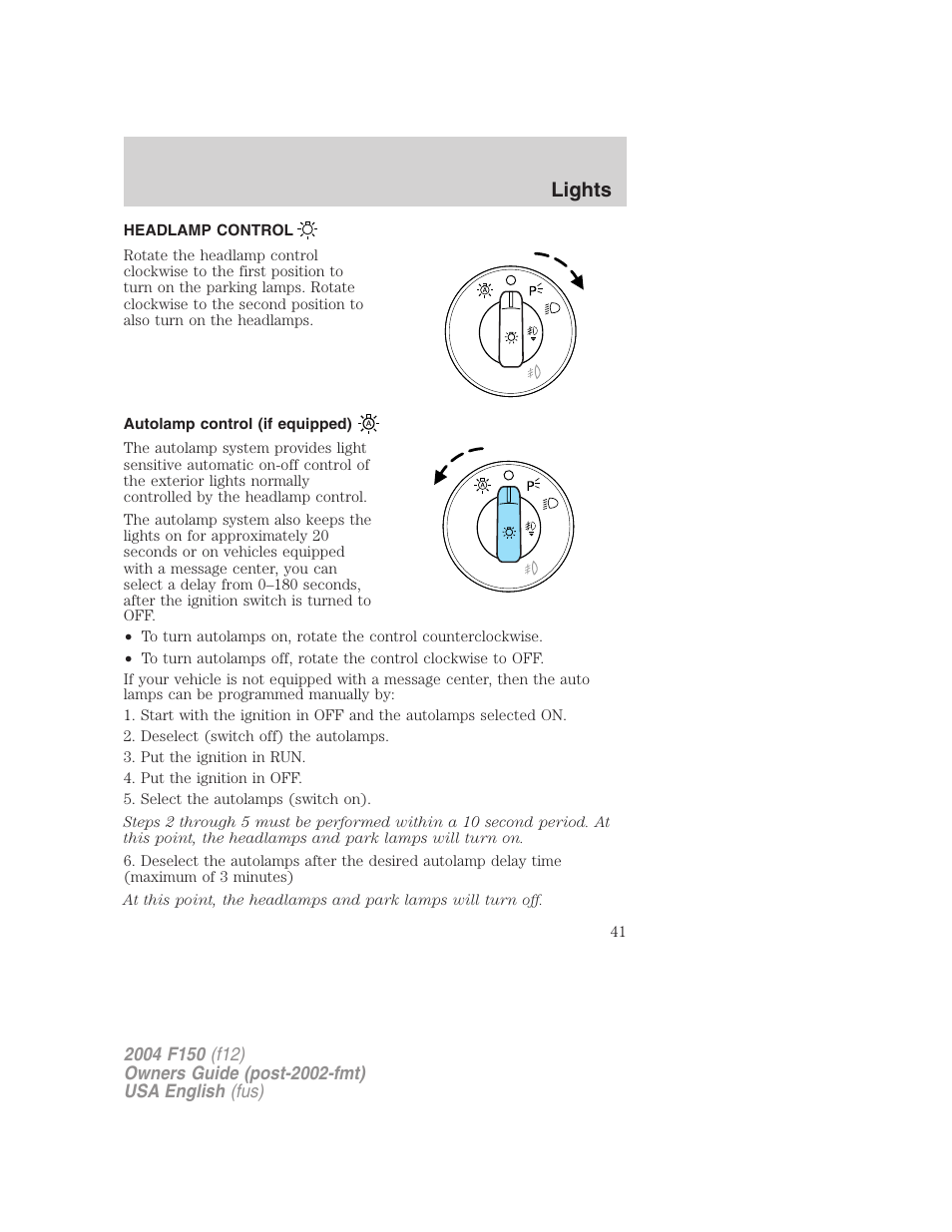 Lights | FORD 2004 F-150 v.3 User Manual | Page 41 / 304