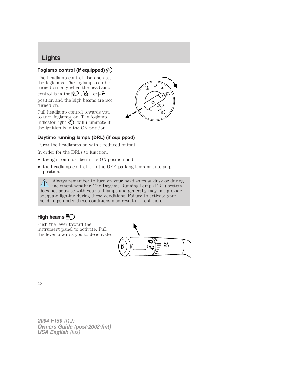 Lights | FORD 2004 F-150 v.3 User Manual | Page 42 / 304