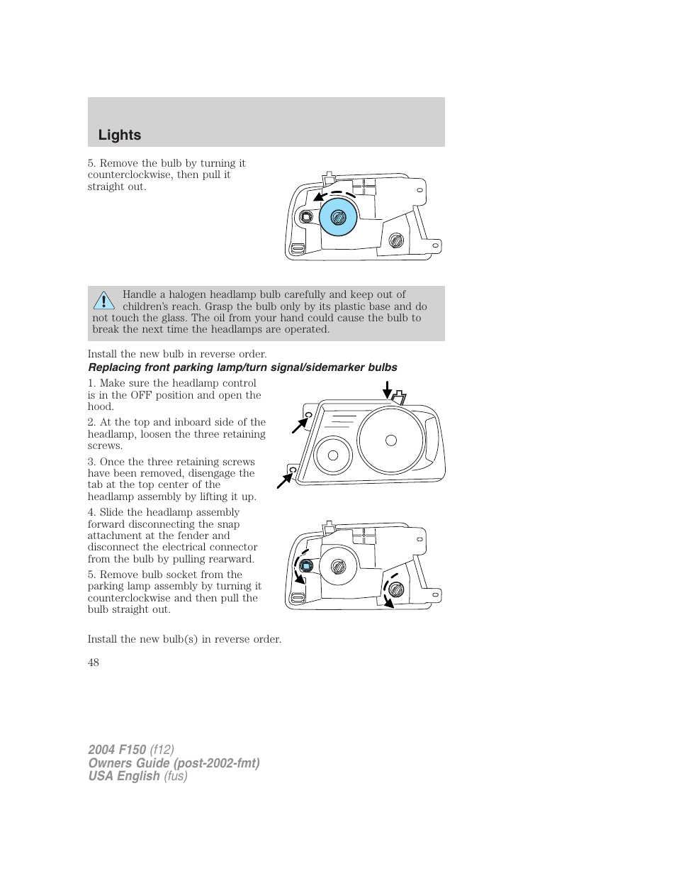 Lights | FORD 2004 F-150 v.3 User Manual | Page 48 / 304