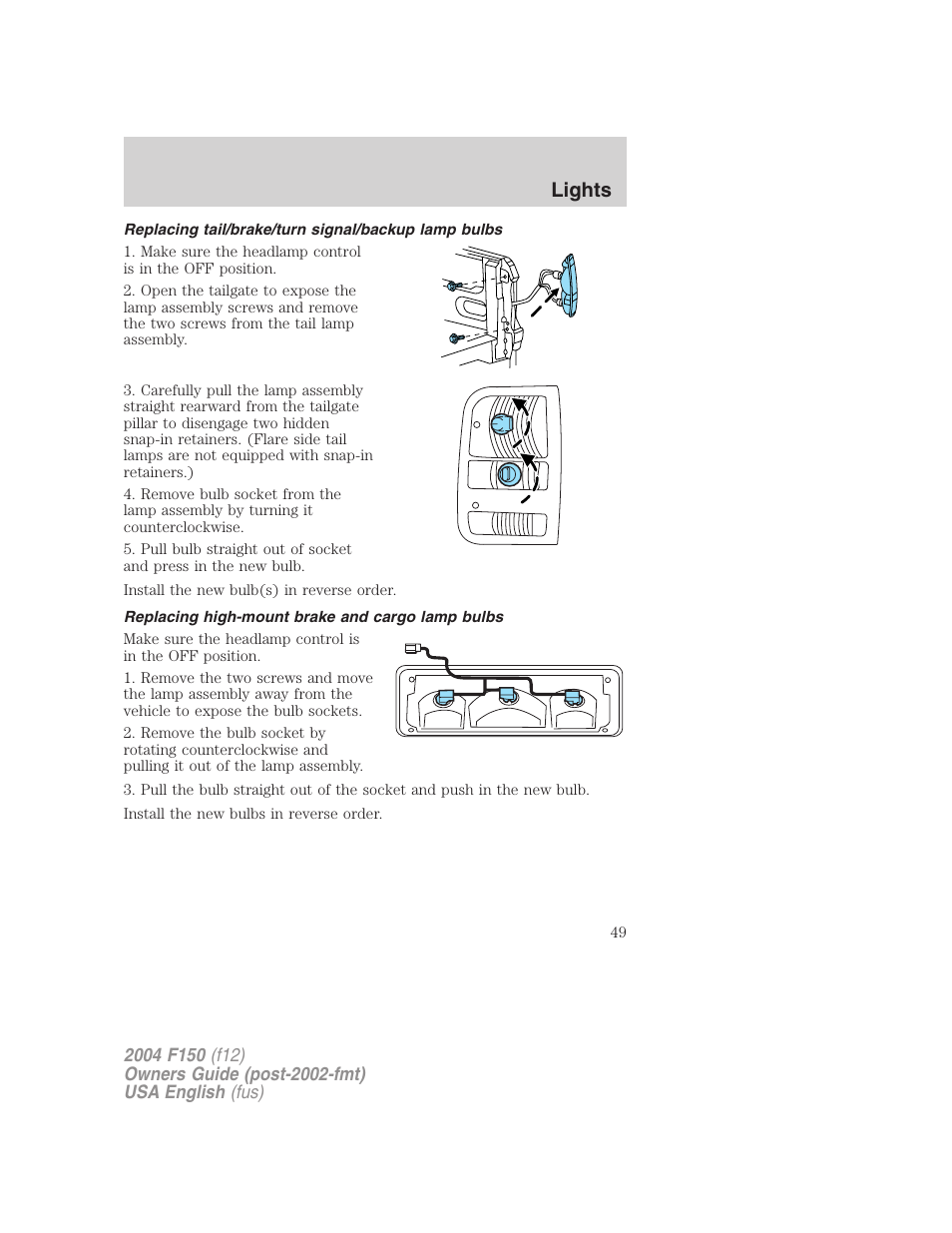 Lights | FORD 2004 F-150 v.3 User Manual | Page 49 / 304