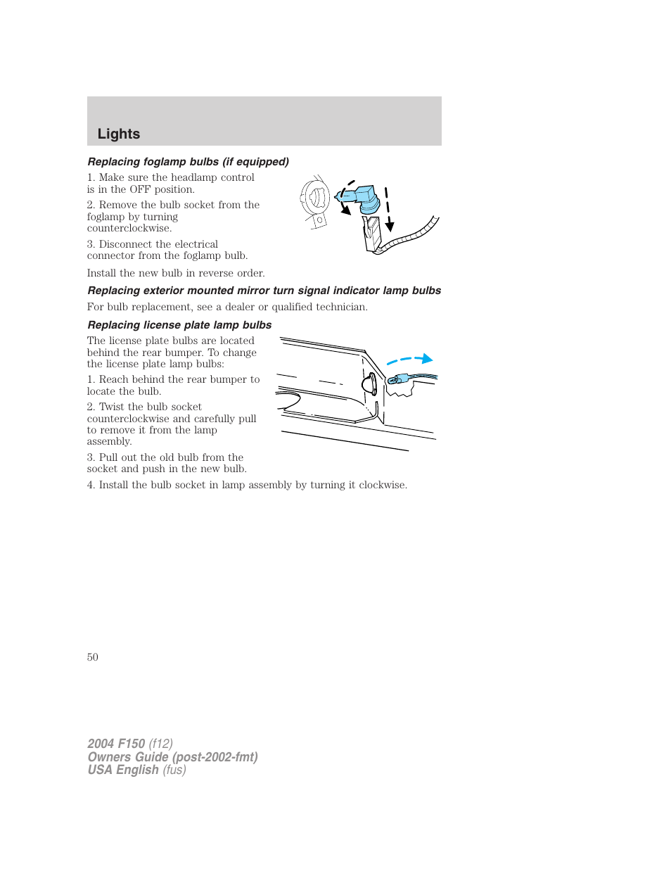 Lights | FORD 2004 F-150 v.3 User Manual | Page 50 / 304
