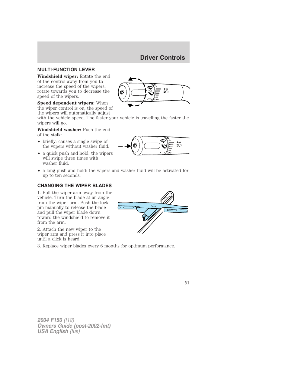 Driver controls | FORD 2004 F-150 v.3 User Manual | Page 51 / 304