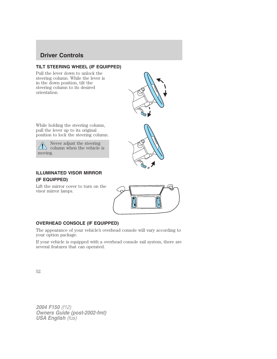 Driver controls | FORD 2004 F-150 v.3 User Manual | Page 52 / 304
