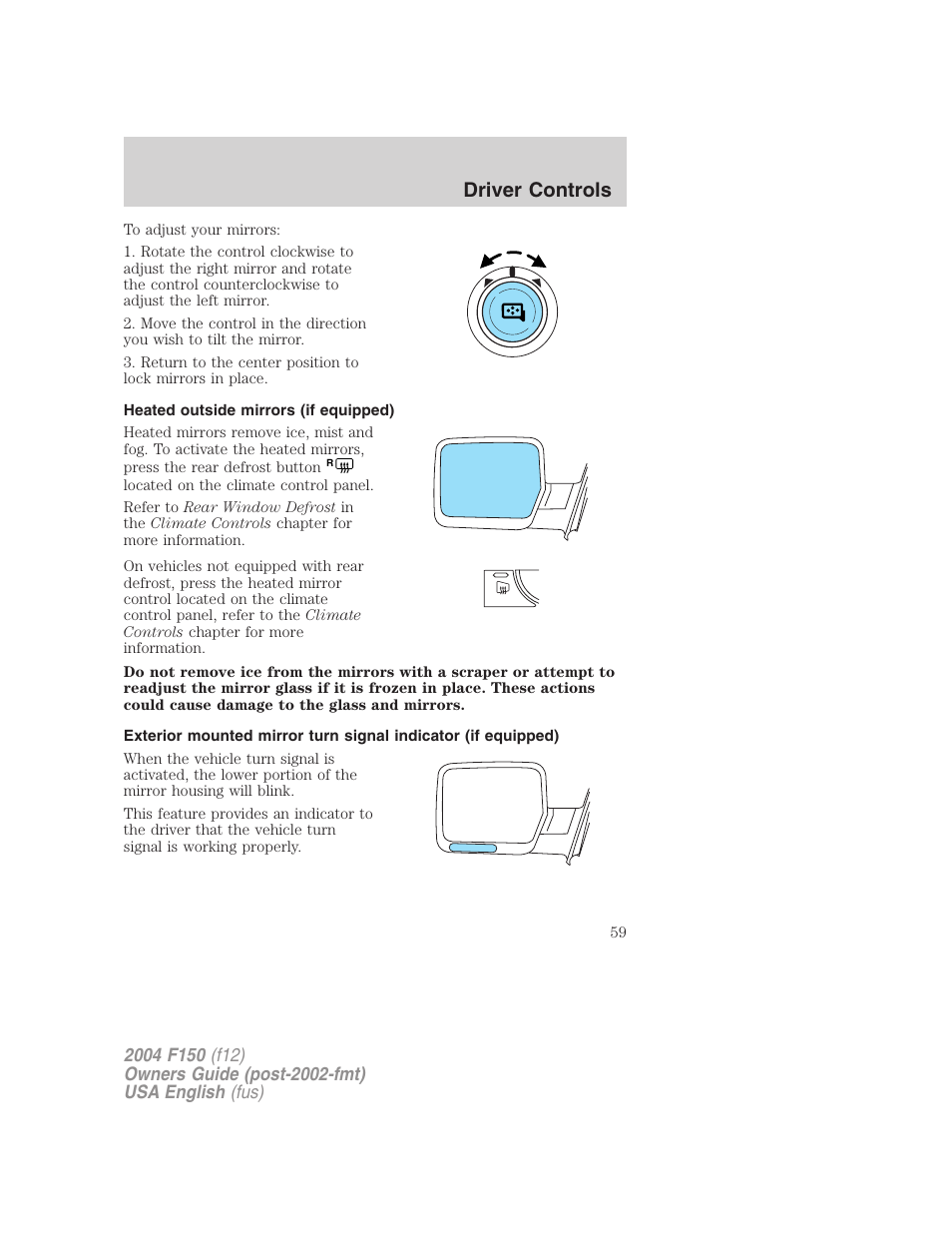 Driver controls | FORD 2004 F-150 v.3 User Manual | Page 59 / 304