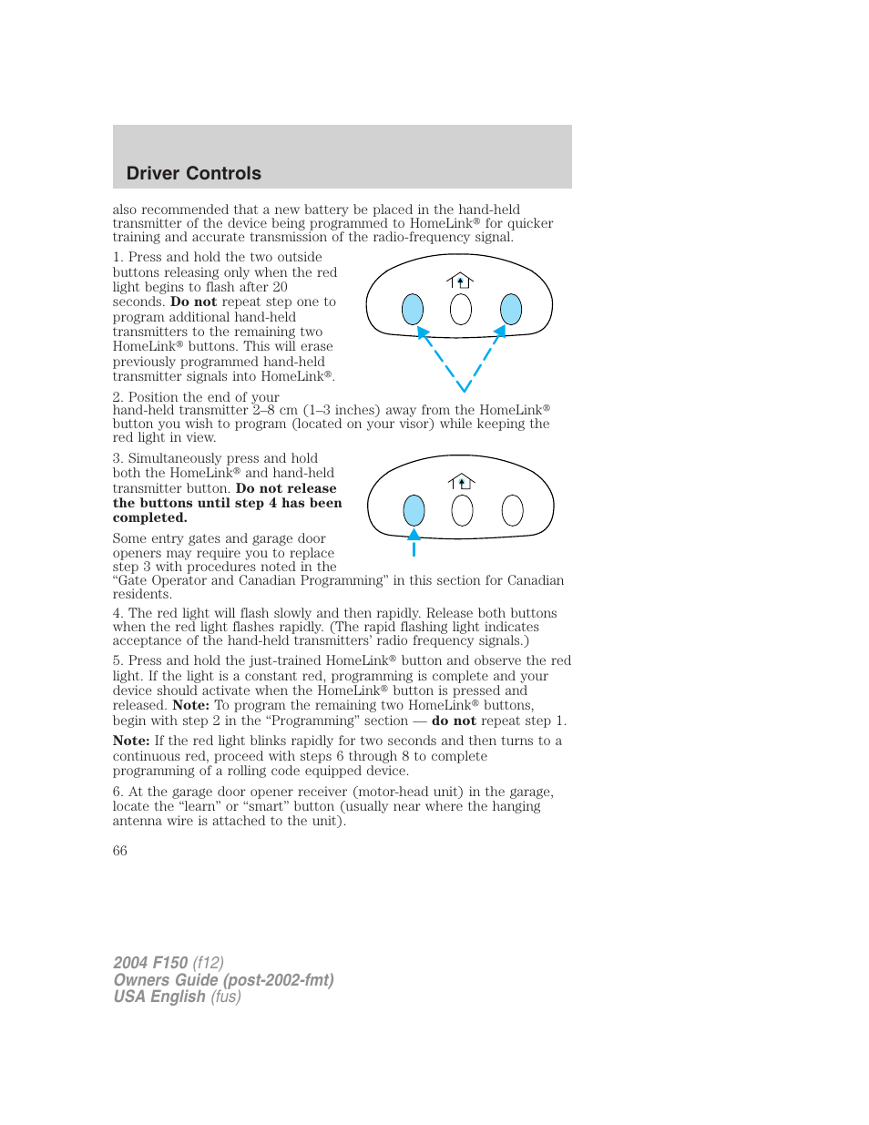 Driver controls | FORD 2004 F-150 v.3 User Manual | Page 66 / 304