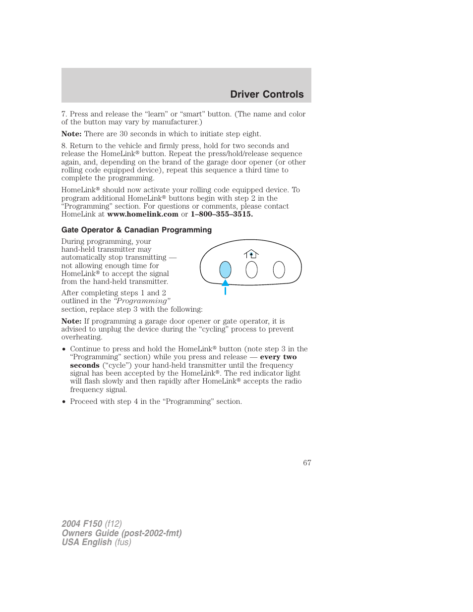 Driver controls | FORD 2004 F-150 v.3 User Manual | Page 67 / 304