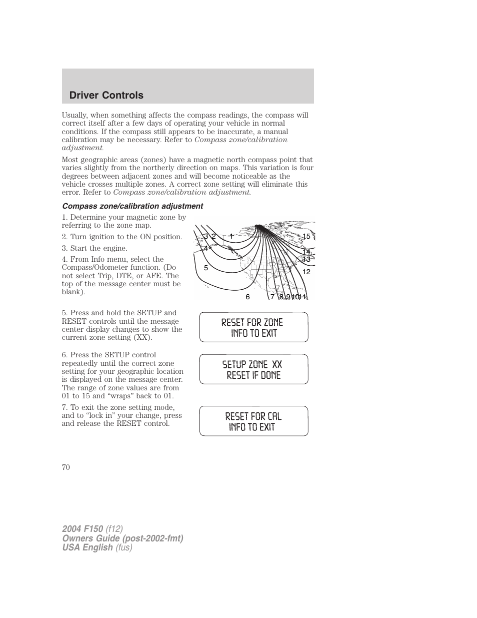 Driver controls | FORD 2004 F-150 v.3 User Manual | Page 70 / 304