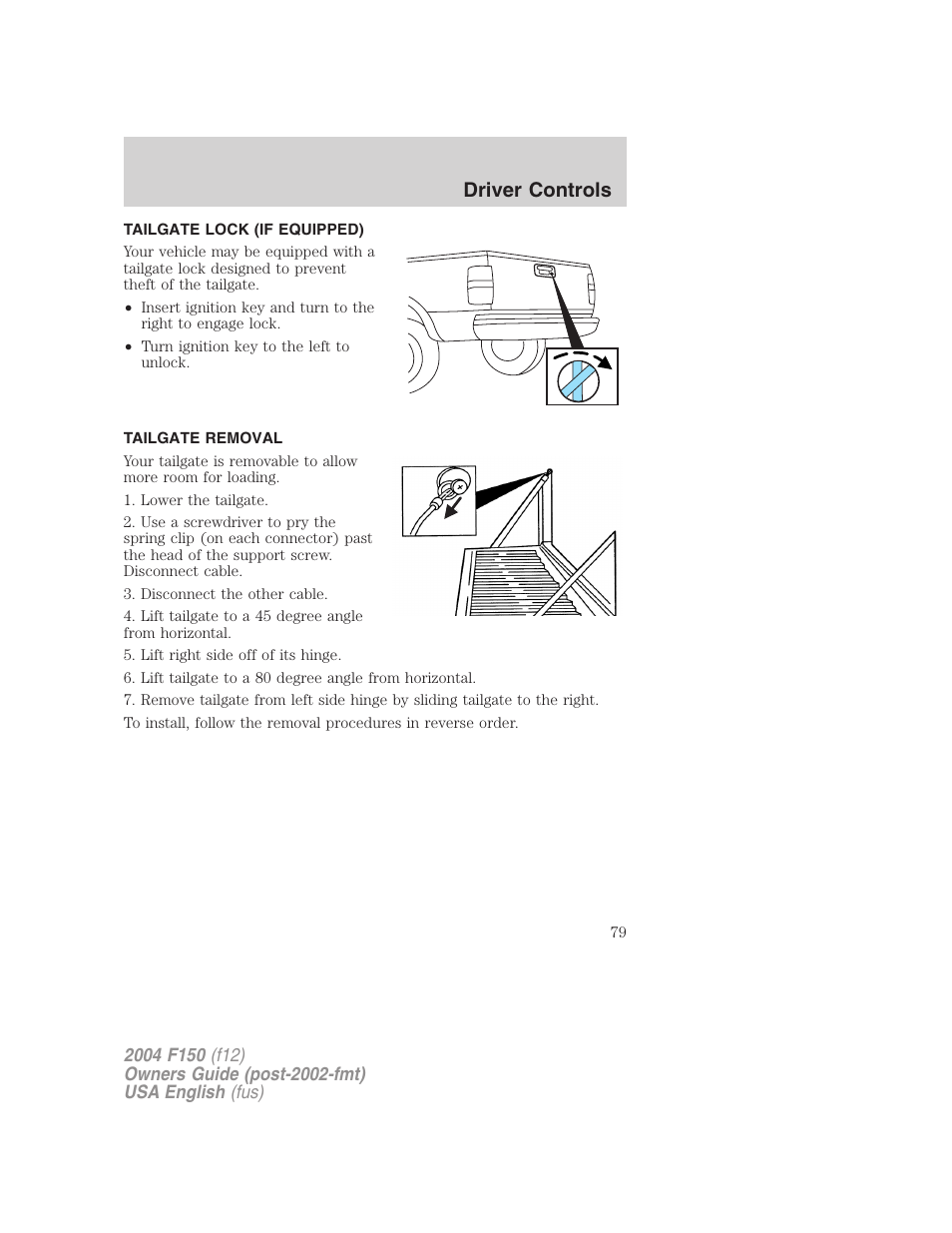 Driver controls | FORD 2004 F-150 v.3 User Manual | Page 79 / 304