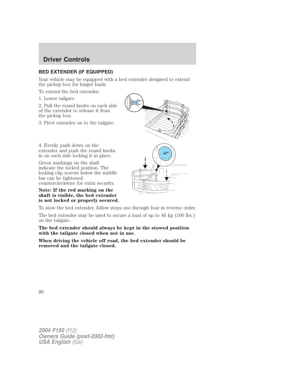Driver controls | FORD 2004 F-150 v.3 User Manual | Page 80 / 304