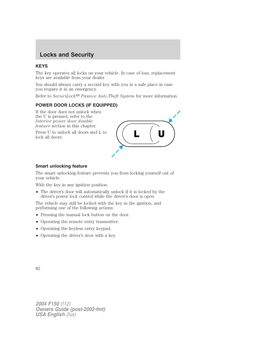 Locks and security | FORD 2004 F-150 v.3 User Manual | Page 82 / 304