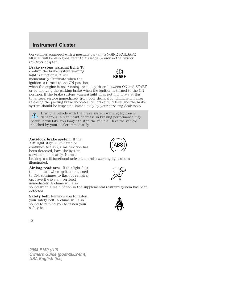 FORD 2004 F-150 v.4 User Manual | Page 12 / 296