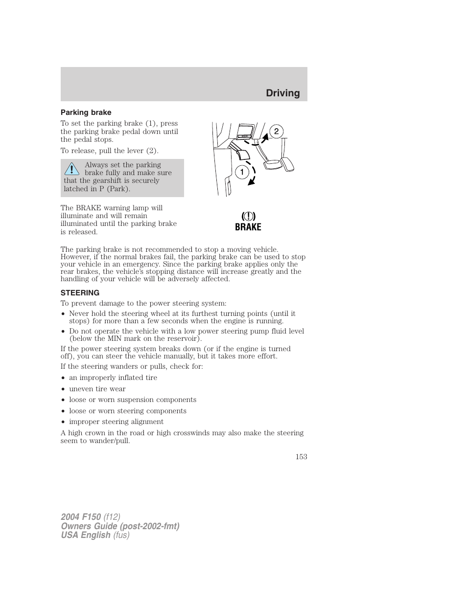 Driving | FORD 2004 F-150 v.4 User Manual | Page 153 / 296