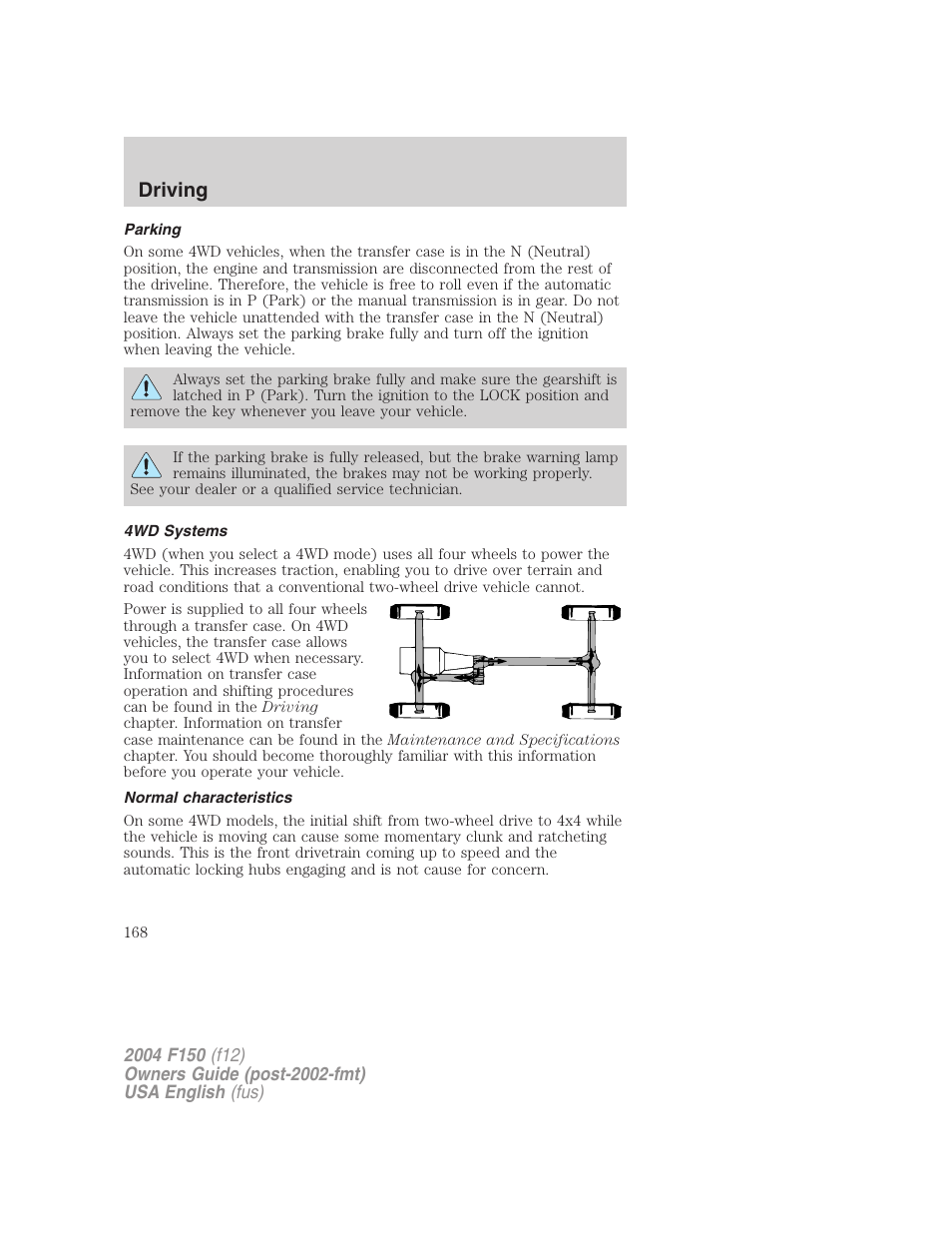 Driving | FORD 2004 F-150 v.4 User Manual | Page 168 / 296