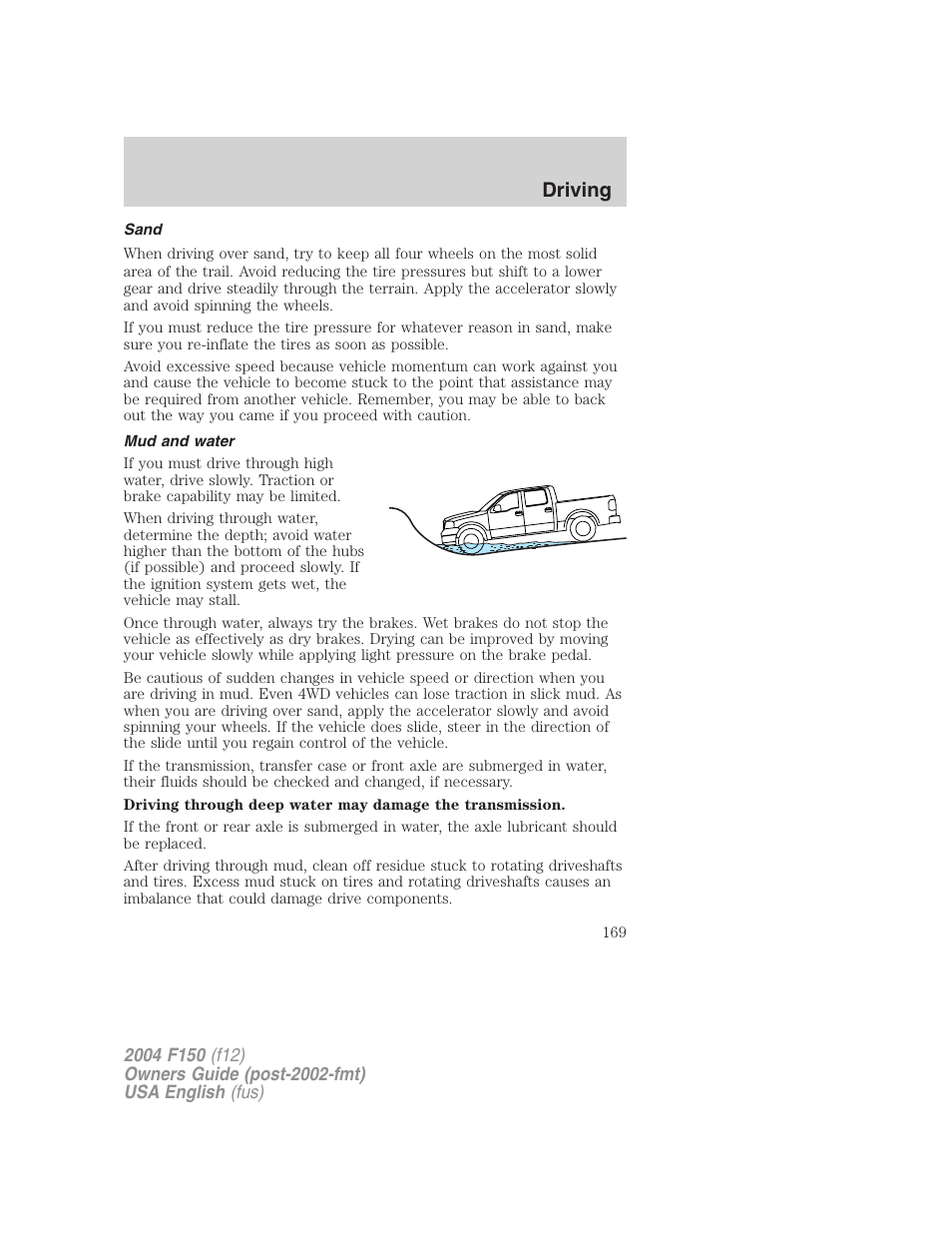 Driving | FORD 2004 F-150 v.4 User Manual | Page 169 / 296