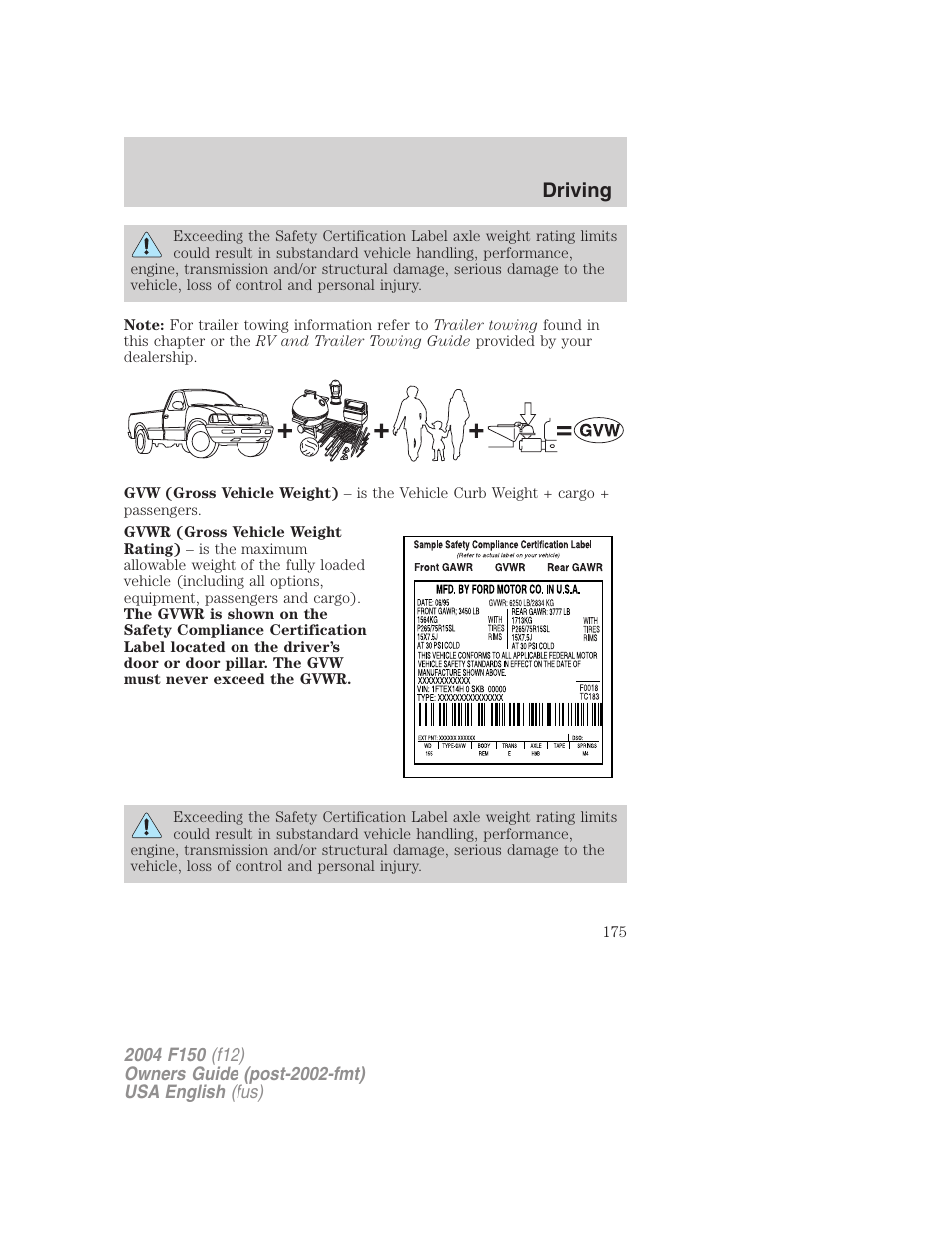 Driving | FORD 2004 F-150 v.4 User Manual | Page 175 / 296