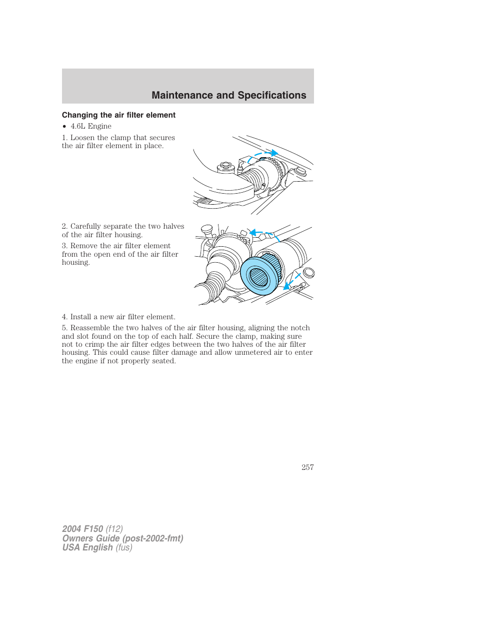 Maintenance and specifications | FORD 2004 F-150 v.4 User Manual | Page 257 / 296