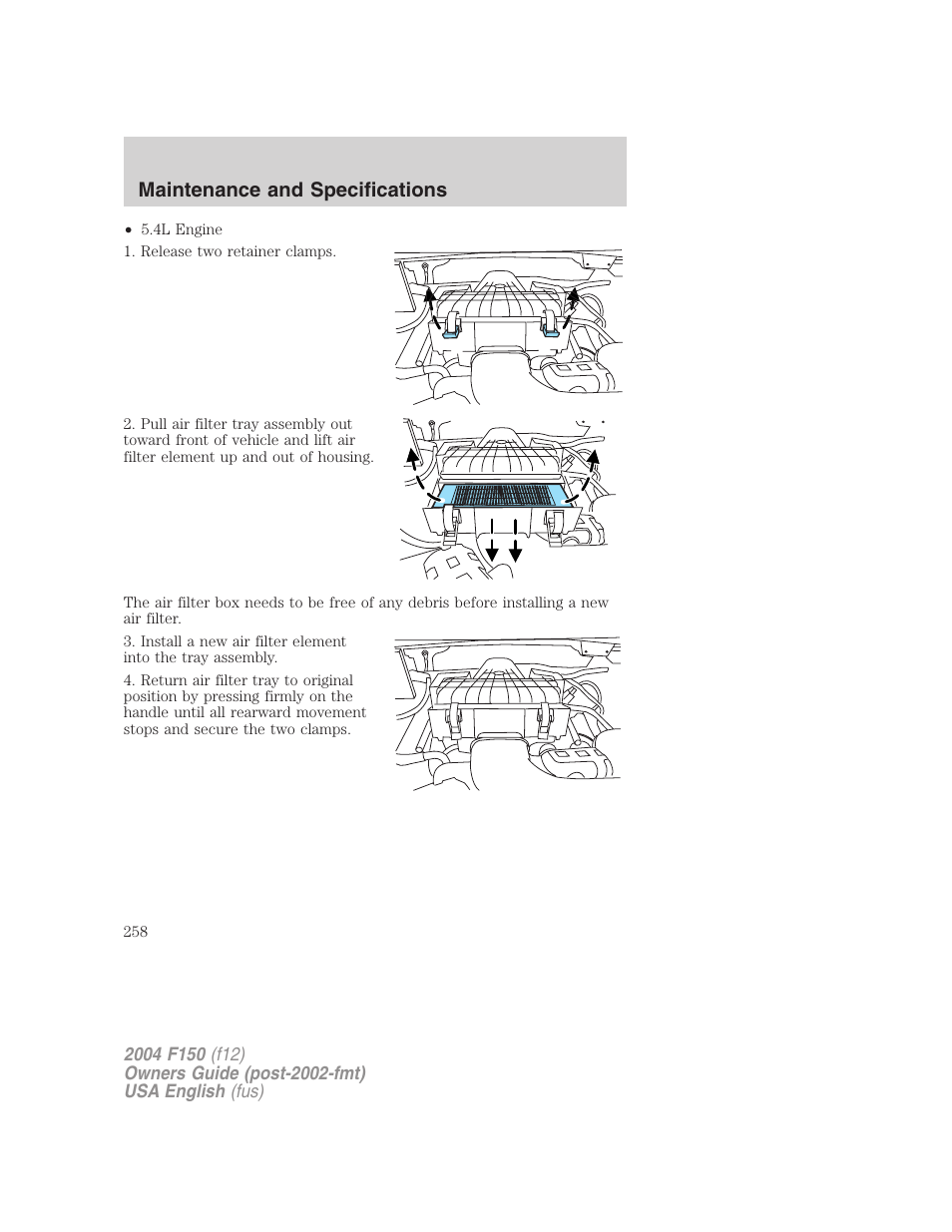 Maintenance and specifications | FORD 2004 F-150 v.4 User Manual | Page 258 / 296