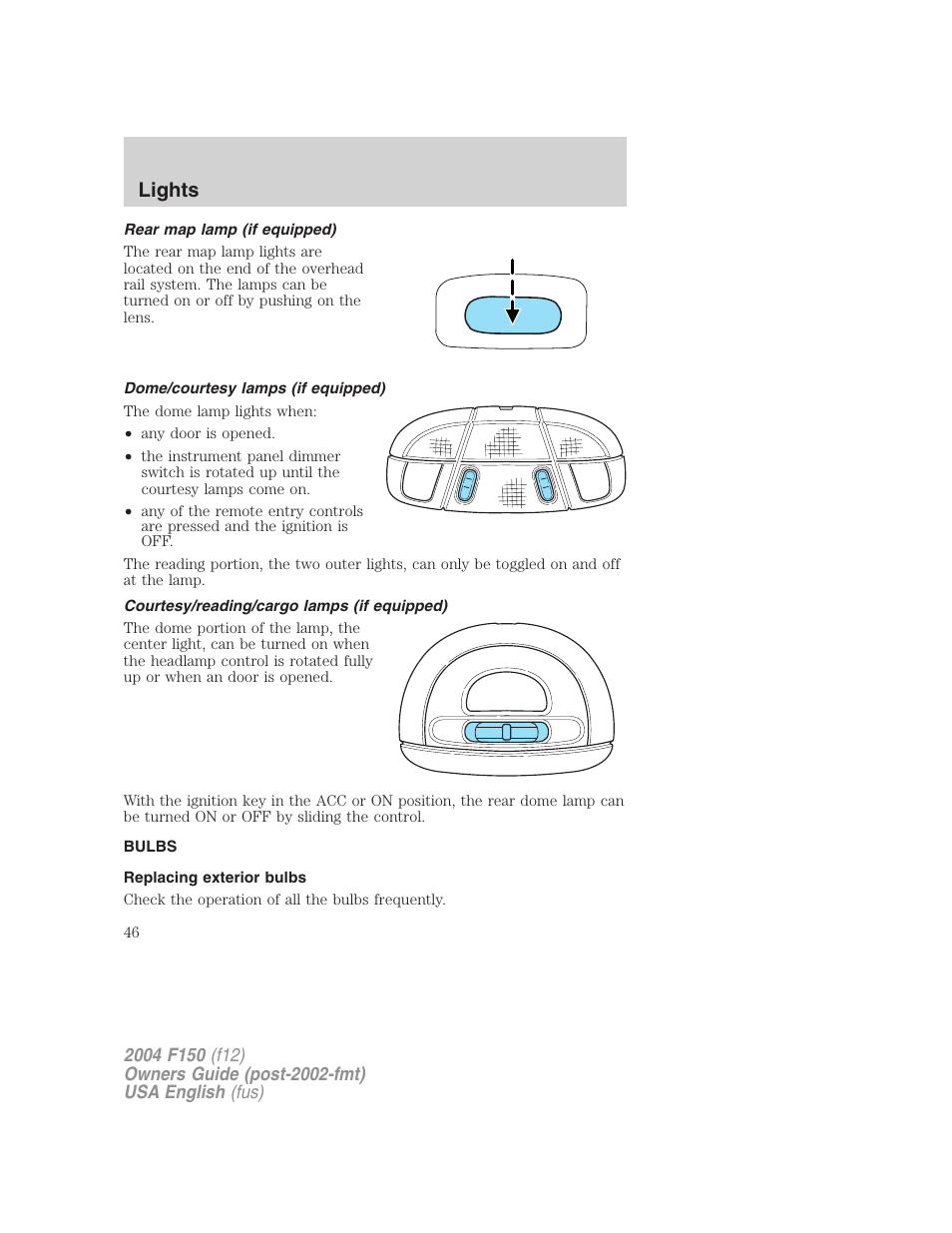 Lights | FORD 2004 F-150 v.4 User Manual | Page 46 / 296