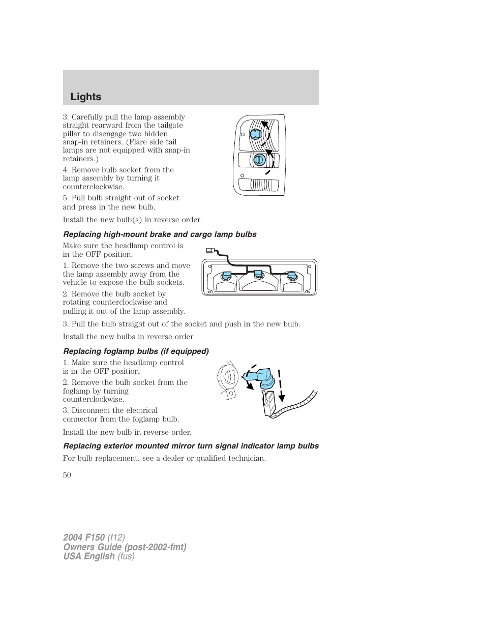 Lights | FORD 2004 F-150 v.4 User Manual | Page 50 / 296