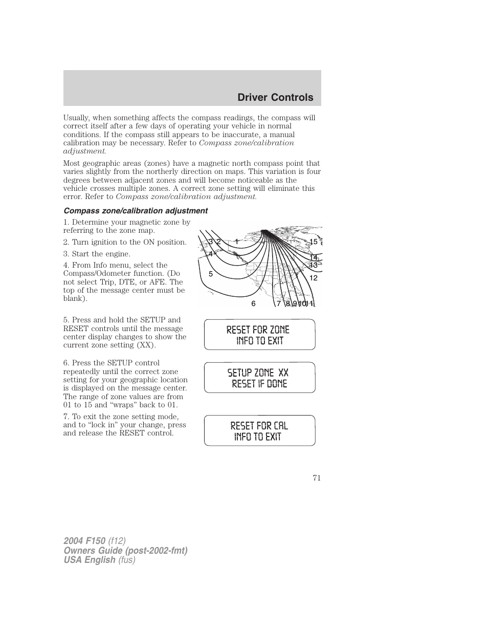 Driver controls | FORD 2004 F-150 v.4 User Manual | Page 71 / 296