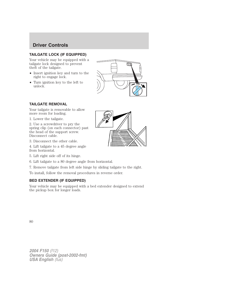 Driver controls | FORD 2004 F-150 v.4 User Manual | Page 80 / 296