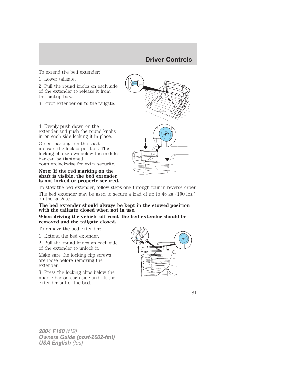 Driver controls | FORD 2004 F-150 v.4 User Manual | Page 81 / 296